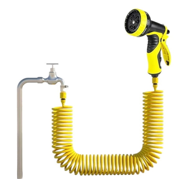 Versatile 8-Pattern Shower Water Gun with 15-Meter Spring Tube for Car Washing and Garden Watering