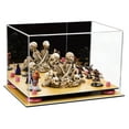 thumbnail image 1 of Versatile Acrylic Display Case - Medium Rectangle Box with Mirror, Pink Risers and Wood Base 12" x 8.25" x 8" (A004-PNR), 1 of 2