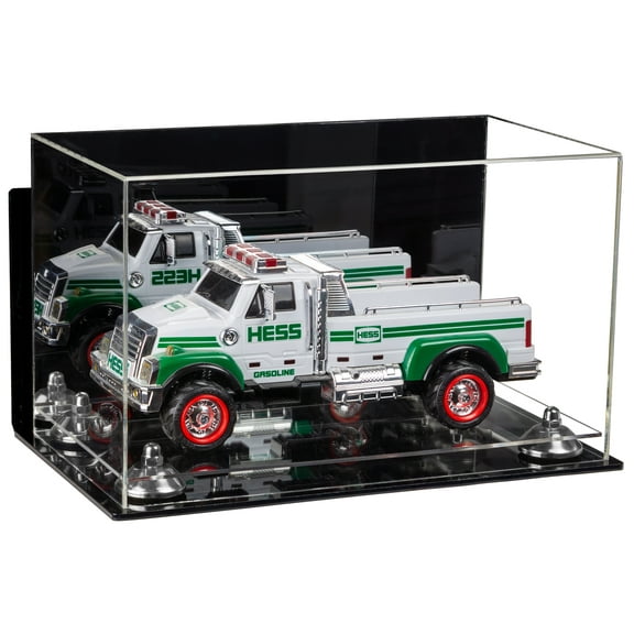 Versatile Acrylic Display Case - Medium Rectangle Box with Mirror, Wall Mount, Silver Risers and Clear Base 14" x 8" x 8.5" (A011-SR)