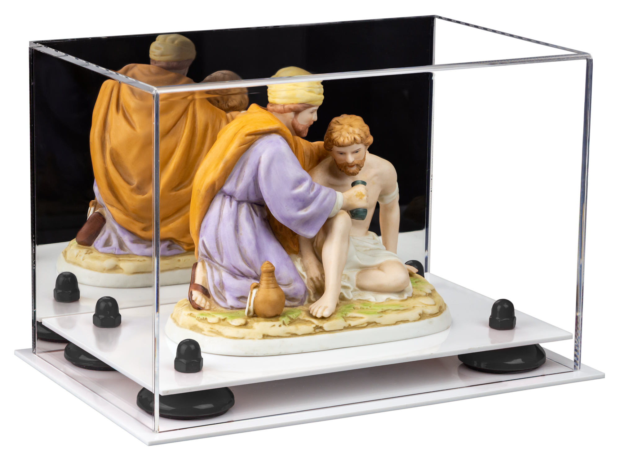 Versatile Acrylic Display Case - Small Rectangle Box with Mirror, Black ...