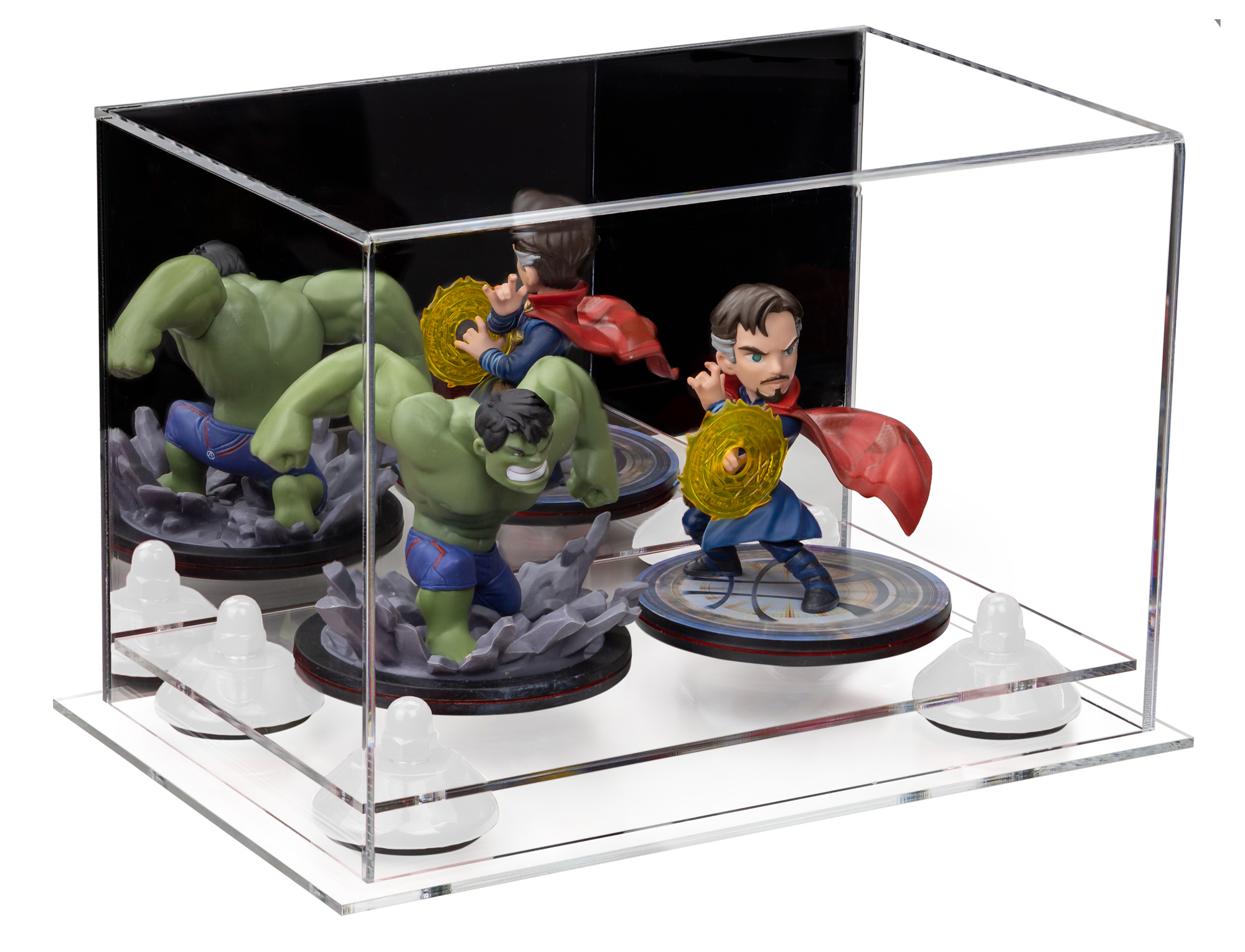 Versatile Acrylic Display Case - Small Rectangle Box with Mirror, White ...