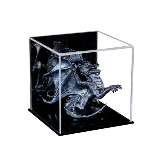 Versatile Acrylic Mirrored Display Case, Cube, Dust Cover and Riser 5" x 5" x 5" (A081-MDS)