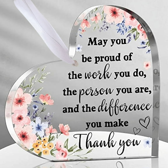 Versatile Acrylic Thank You Keepsake - Perfect for Coworkers, Teachers, Nurses & Friends - Ideal for Christmas, Easter, Thanksgiving Valentine's Day Wedding Gifts, Heartshaped Design