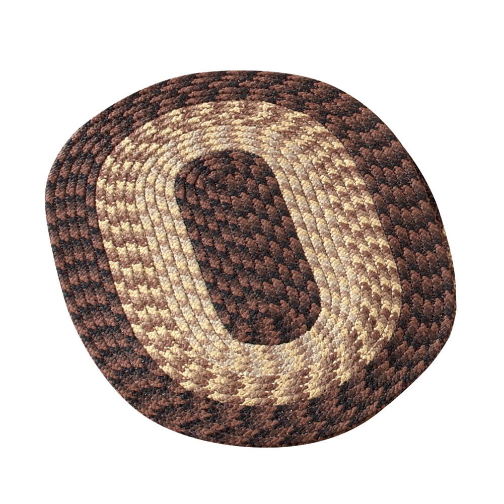 Chocolate and Beige Oval Braided Synthetic Rug, 30" x 50"