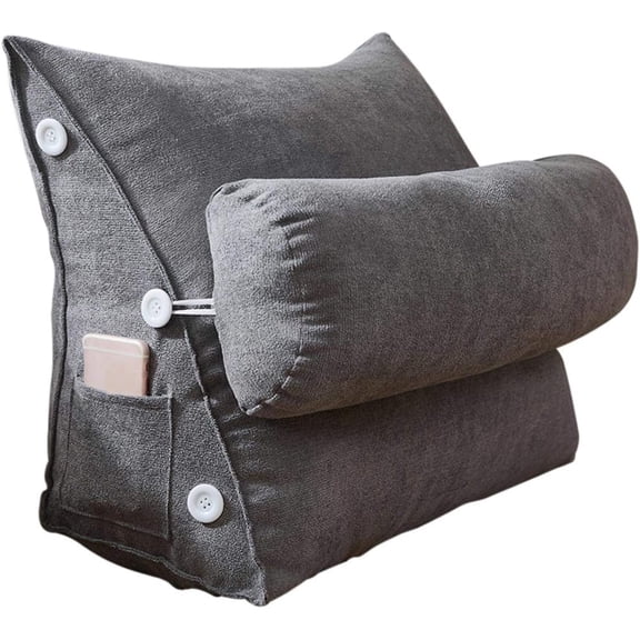 Versatile Backrest Reading Pillow For Couch Bed, Ergonomic Design Soft Lumbar Support Cushion With Adjustable Neck Pillow, Triangle Sofa Backrest For Scientific Posture