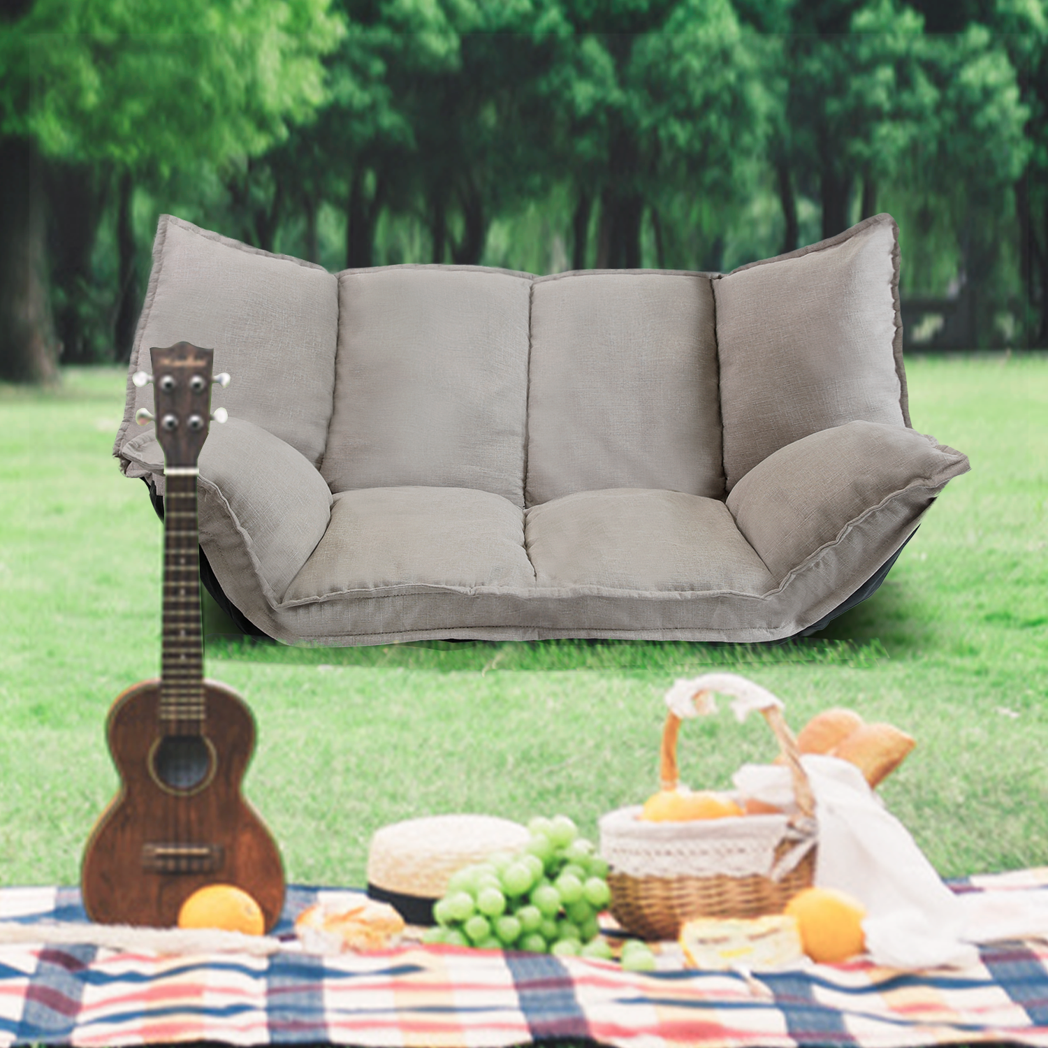 Versatile Beige Adjustable Lazy Sofa Futon Bed The Perfect Blend of