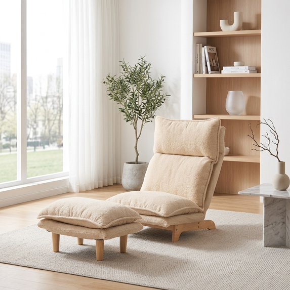 Versatile Beige Foldable Sofa Chair with Adjustable Recline - Sit or Lounge