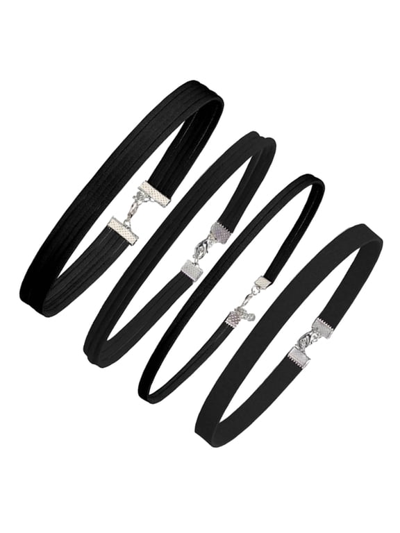 Versatile Black Choker Pack 4 Different Widths Necklace Choker for Women Trendy Chain Neck Decoration Charm