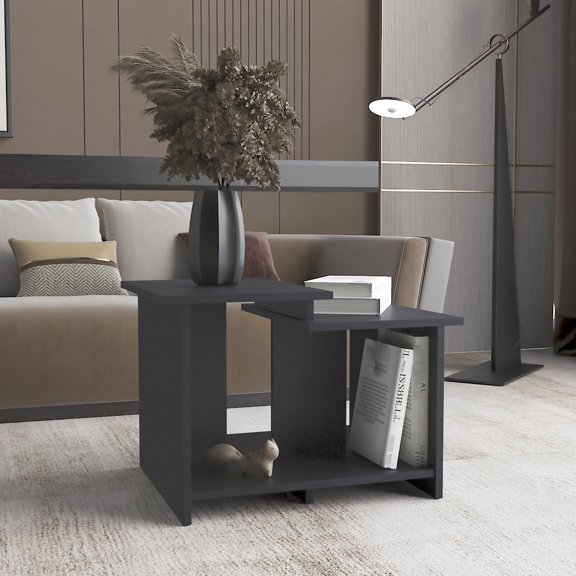 Versatile Black Coffee Table With Open Shelf For Practical Office Spaces Compact Shelf, Keeps Space Organized