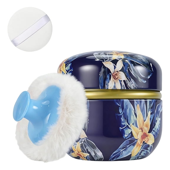 Versatile Body Powder Puff & Container for Women, Portable Tin Jar for Dusting Powder, Ideal for Daily Bath