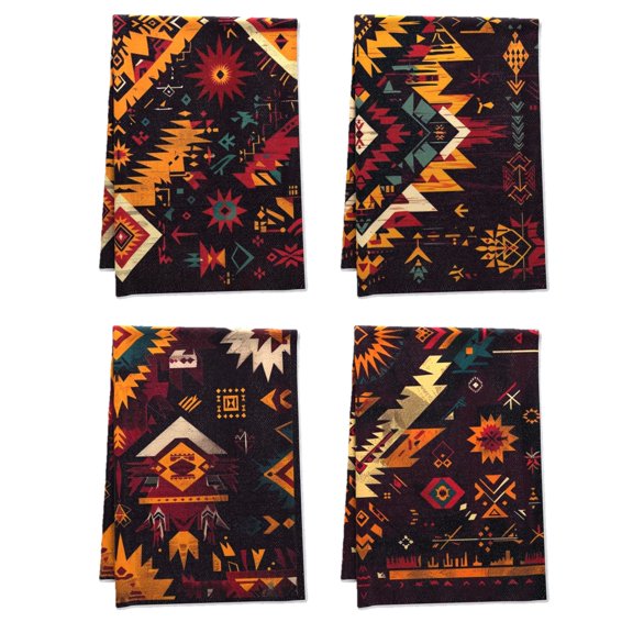 Versatile Boho Decorative Tea Towel for Powder Room Dressing Room Outdoor - Durable Diamonds Terry Cloth Dish Towels Dark Maroon Geometric Shapes Elegant Boho Kitchen Towel Set Of 4 16x24 Inch