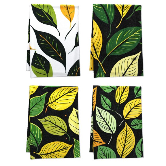 Versatile Boho Ethnic Bath TowelTowel Set Comfortable Plants Coloful Nature Towels Decorative Set Leaves Handy Towels Decorative Set for Farmhouse Powder Room Kitchen Indoor Deco 4PCS 16x24inch