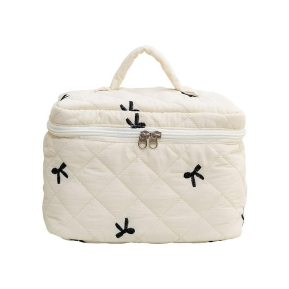 Versatile Bow Embroidered Makeup Storage Bag for Toiletries and Cosmetics Stylish Dumpling Design for Lipstick and Beauty