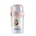 thumbnail image 1 of Versatile Breakfast Cups with Spoons - Mason-Style Glass, Airtight Lid, Oatmeal & Yogurt On-the-Go.Perfect for School Lunches, Office Snacks and Meal Prep Pink, 1 of 10