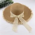 thumbnail image 1 of Versatile Brimmed Straw Hat For Women Summer Lace Outing Sun Hat Small Fresh Bow Shading Beach Hat Drop Visor International Fisherman Hat for Men Old Looking Hat Cowboy Hats Women Sailing Hats for, 1 of 6