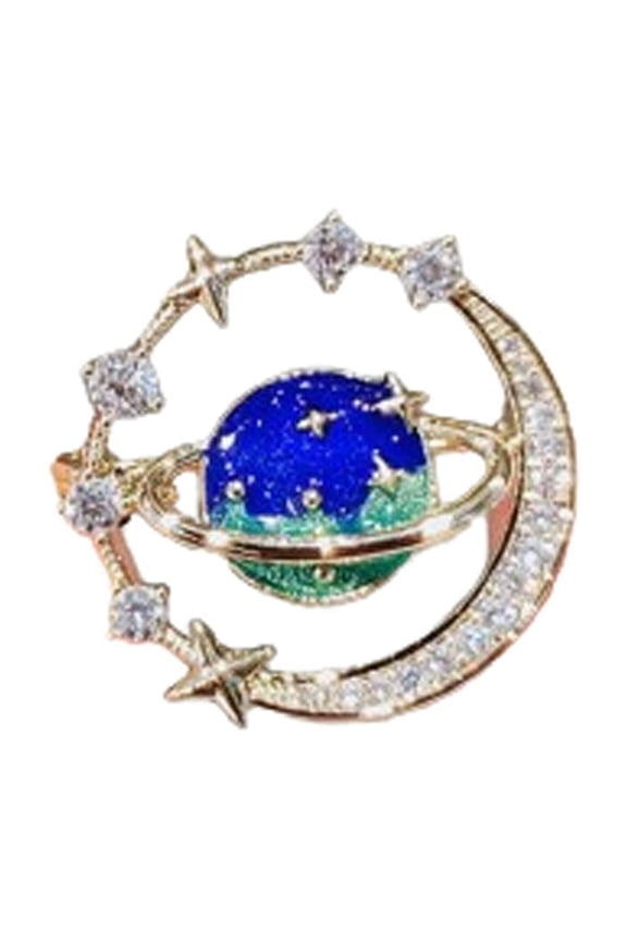 Versatile Brooch Pin with Blue Planet Design, No-Sew Shirt Button Solution for Anti-Slip & Fashion, Adjustable Multi-Use Clasp for Women’s Clothing Accessories (1pcs)