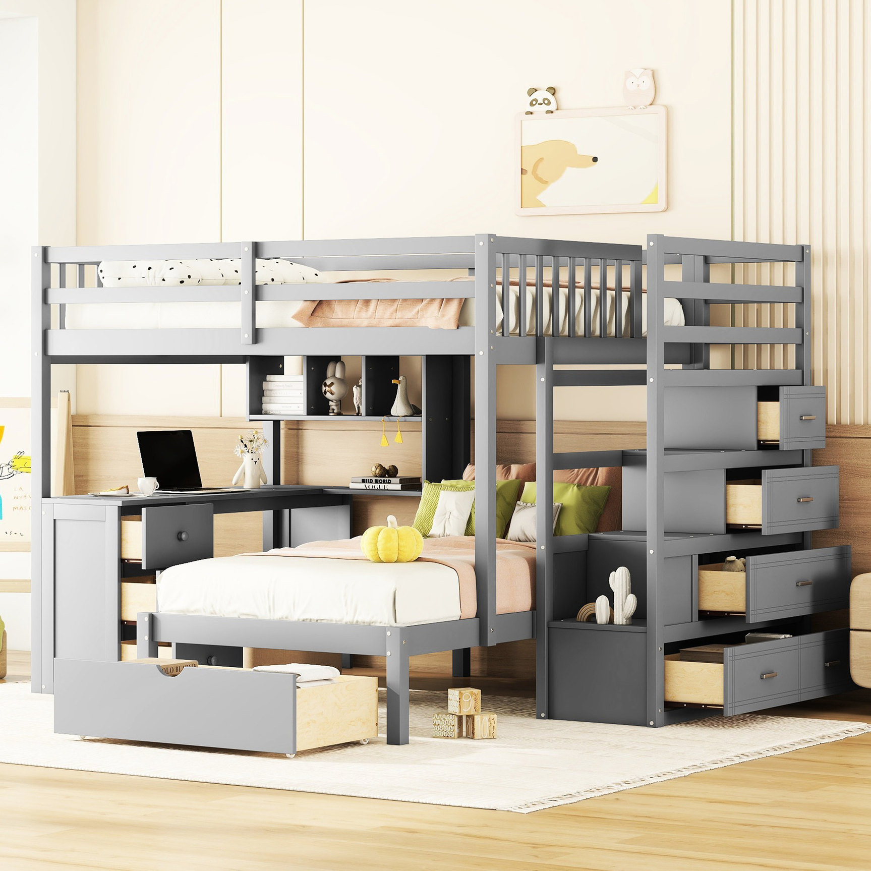 Side Bunks Versatile Bunk for Sleepovers / Homework Time & Side Drawer Setup ...