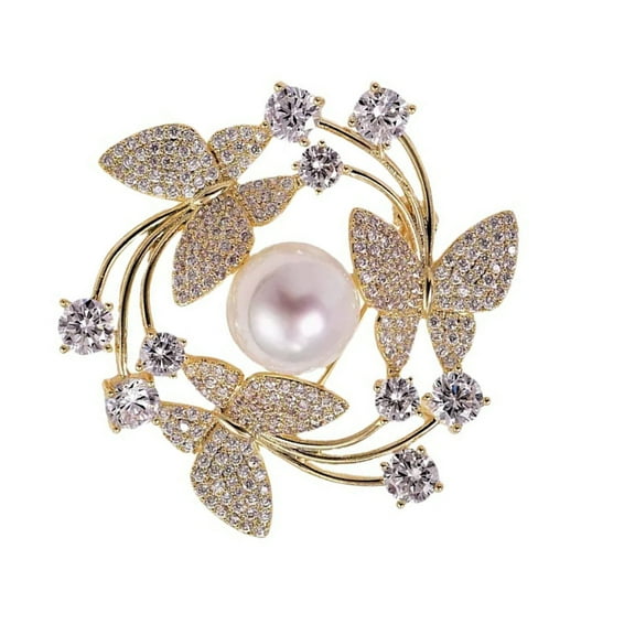 Versatile Butterfly Brooch for Formal Casual Wear Pearls Clasp