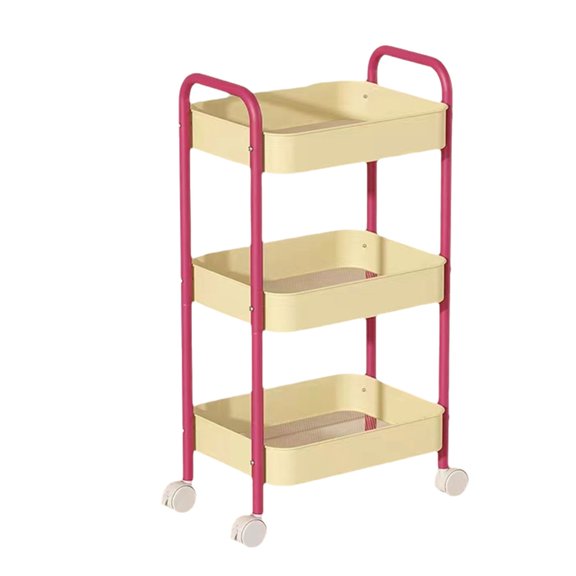 Versatile Carbon Steel Organizers Trolley Space Saving Rolling Cart with Easy to Move Shelves for Multipurpose Use