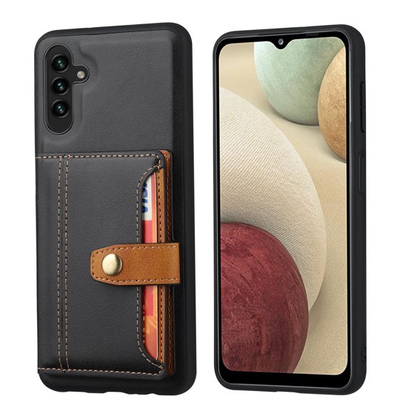Versatile Case for Samsung Galaxy A13 5G 6.5 inch, PU Leather Case with Folding Wallet [Card Holder & Cash Pocket] Flip Kickstand Anti-drop Shockproof Full-protective Business Case, Black