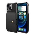 thumbnail image 1 of Versatile Case for iPhone 14 Plus 6.7" 2022, Rugged PC Backplane & Durable PU Leather Card Pocket Kickstand Car Magnetic Suction Tempered Glass Screen Protector Anti-drop Cover, Black, 1 of 8