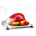 thumbnail image 1 of Clear Acrylic Fireman's Helmet Large Display Case with Black Risers and White Base (A014-BR), 1 of 2
