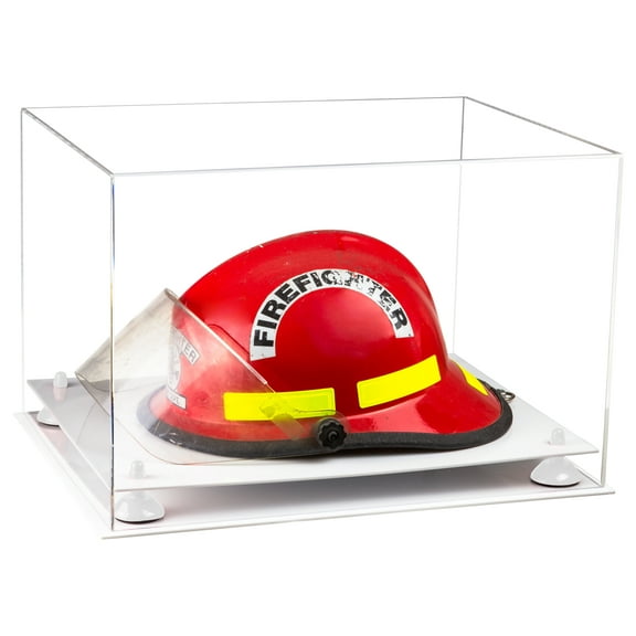 Versatile Clear Acrylic Display Case - Large Rectangle Box with White Risers and White Base 18" x 14" x 12" (A014-WR)