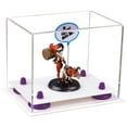thumbnail image 1 of Versatile Clear Acrylic Display Case - Small Rectangle Box with Purple Risers and White Base 8.25" x 6" x 6.75" (A003-PR), 1 of 5
