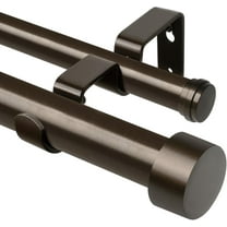 1 Inch Double Curtain Rod for Windows 72 to 144 Inches (6-12 Feet), Bronze Heavy Duty Drapery Rod, Adjustable Double Rods with End Caps