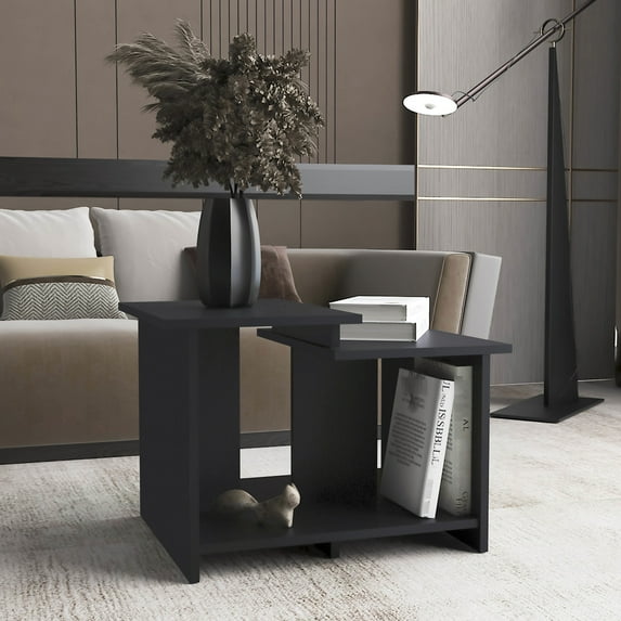 Versatile Coffee Table With Open Shelf In Black For Home Storage Compact Offices