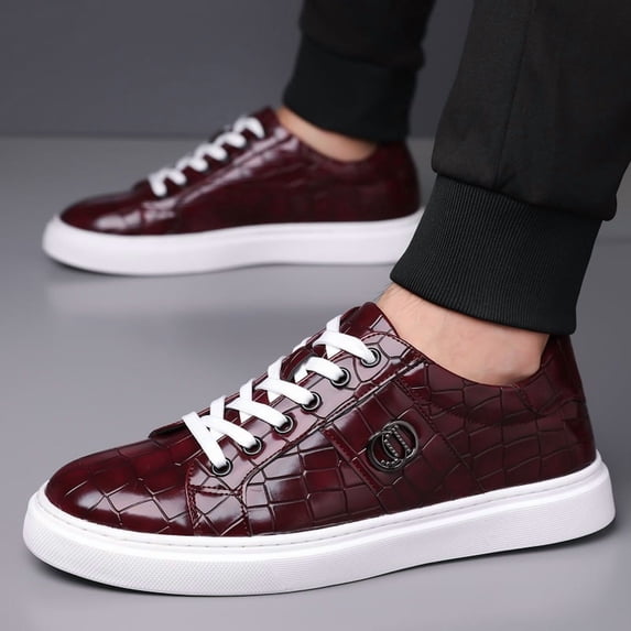 Versatile and Comfortable Trendy Men's Shoes, Breathable and Wear- Daily Essentials. Fashionable Men's Alligator Pattern Casual Shoes, Low-top Sneakers