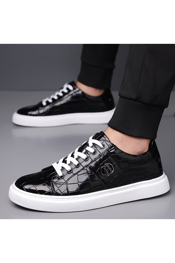 Versatile and Comfortable Trendy Men's Shoes, Fashionable Men's Alligator Pattern Casual Shoes, Low-top Sneakers Breathable and Wear- Daily Essentials.