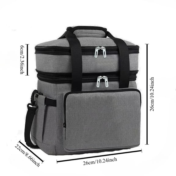 Versatile Container Expandable Insulated Cooler Bag 2 Tier 18L Hot Cold Food Thermal Bag for Travel Work Lunch Picnic Office
