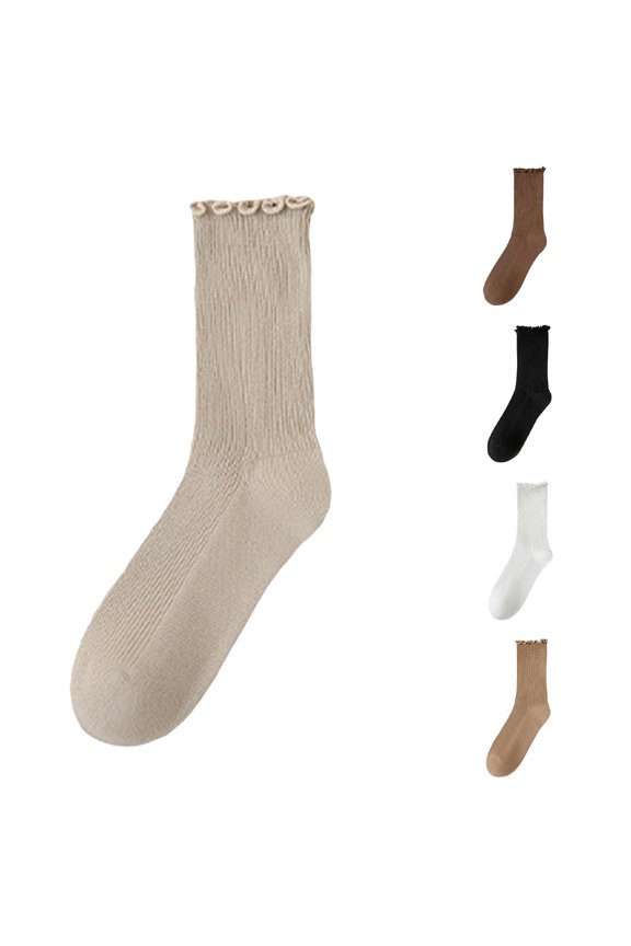 Versatile Crew Socks for Everyday Wear – Breathable Knit Grid Pattern Mid Calf Length Everyday Net Tights Compression Stockings for Women Set for Women with Stockings 4 Tights Sheer Knee High
