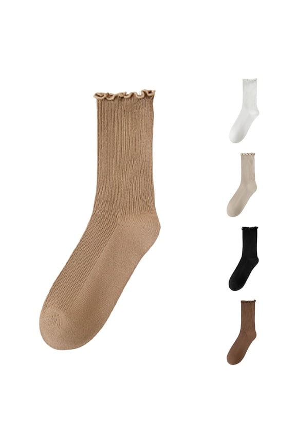 Versatile Crew Socks for Everyday Wear – Breathable Knit Grid Pattern Mid Calf Length Everyday Net Tights Compression Stockings for Women Set for Women with Stockings 4 Tights Sheer Knee High
