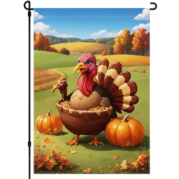 Versatile Cute Hello Thanksgiving Day Large Garden Flag Deco for Porch Balcony 28x40 Inches Durable Double Side Outdoor Garden Flag Washable Happy Thanskgiving Garden Flag for Outdoor
