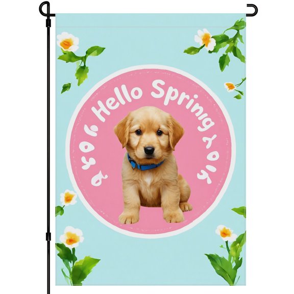Versatile Cute Retriever Porch Flag, Double Colored Cute Dog Face Puppy Stickers Flags, Colorful Cartoon Happy Smile Golden Retriever Garden Flags, Deco for Balcony Farmhouse Home