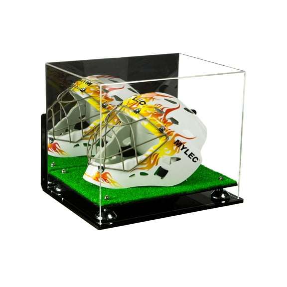 Versatile Deluxe Acrylic Display Case - Large Rectangle Box with Silver Risers, Mirror, Turf Base and Wall Mount 14.5" x 11" x 12" (A002-SR)