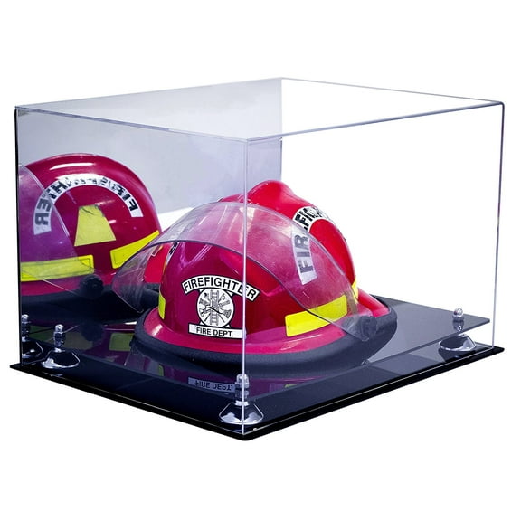 Versatile Deluxe Acrylic Display Case - Large Rectangle Box with Silver Risers and Mirror 18" x 14" x 12" (A014-SR)