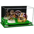 thumbnail image 1 of Versatile Deluxe Acrylic Display Case - Medium Rectangle Box with Mirror, White Risers and Turf Base 15" x 8" x 9" (A013-WR), 1 of 2