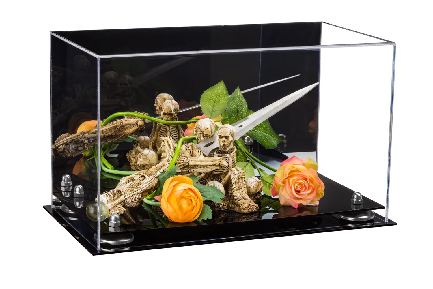 Silver Riser Boxes Versatile Deluxe Acrylic Display Case - Medium Rectangle Box with ...