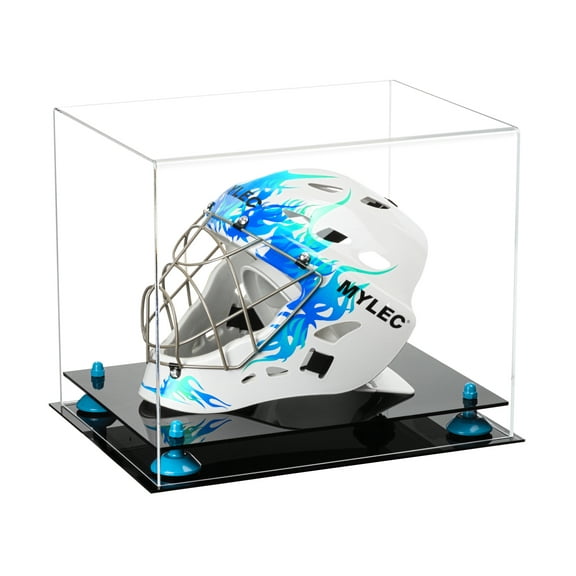 Versatile Deluxe Clear Acrylic Display Case - Large Rectangle Box with Blue Risers 14.5" x 11" x 12" (A002-BLR)