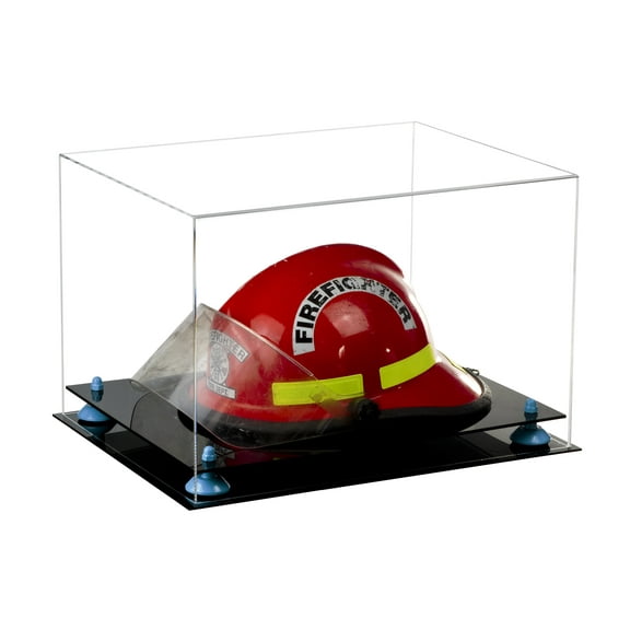 Versatile Deluxe Clear Acrylic Display Case - Large Rectangle Box with Blue Risers 18" x 14" x 12" (A014-BLR)