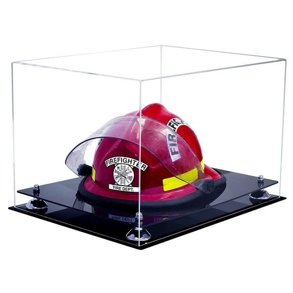 Versatile Deluxe Clear Acrylic Display Case - Large Rectangle Box with Silver Risers 18" x 14" x 12" (A014-SR)
