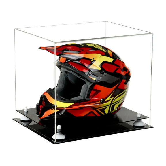 Versatile Deluxe Clear Acrylic Display Case - Large Rectangle Box with White Risers 16" x 13" x 14" (A024-WR)