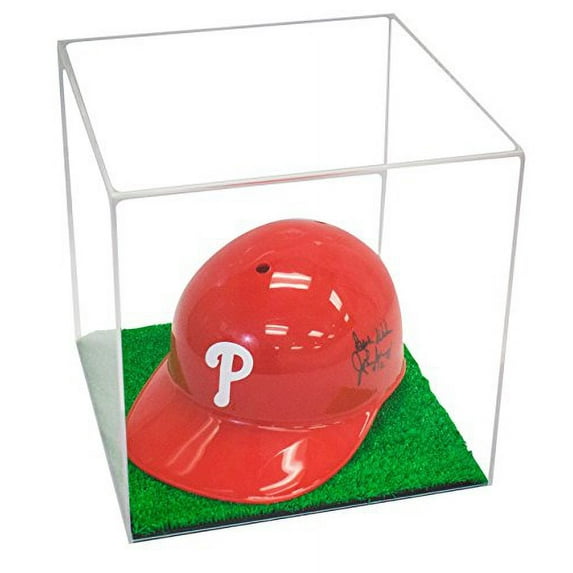 Versatile Deluxe Clear Acrylic Display Case - Medium Square Box with Turf Bottom 11" x 11" x 11" (A001-TBC)