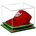 thumbnail image 1 of Versatile Deluxe Clear Acrylic Display Case - Small Rectangle Box Red Risers Turf Base 8.75" x 7.75" x 7" (A006-RR), 1 of 7