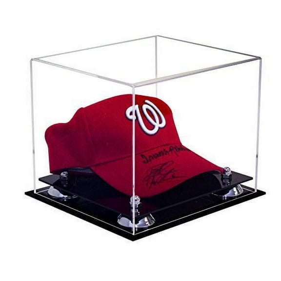 Versatile Deluxe Clear Acrylic Display Case - Small Rectangle Box with Silver Risers 8.75" x 7.75" x 7" (A006-SR)