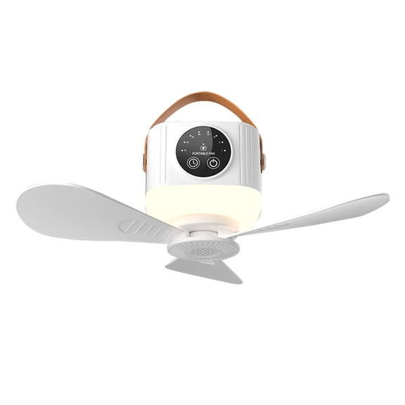 Versatile Desktop Ceiling Camping Fan with Built-in Timer and Integrated Lighting for Dormitory Use