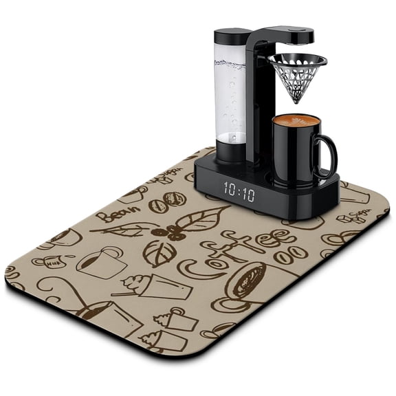 Versatile Diatom Mud Coffee Mat, 19.5x12in - Super Absorbent, Ideal for Coffee Makers & Espresso Machines, Coffee Drying Mat Adds Stylish Typography Print to Countertops
